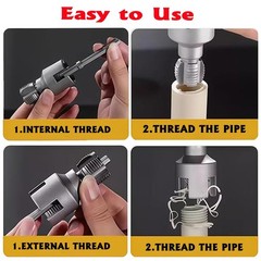 4-Piece PVC Pipe Threader Kit, 1/2&Prime; 3/4&Prime; 1&Prime; NPT, Bolt Extractor, Drill Compatibl