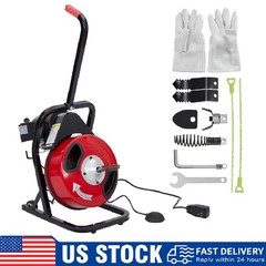 Drain Cleaner Machine, 50FT x 1/2 Inch Portable Electric Drain Auger w/4 Cutters
