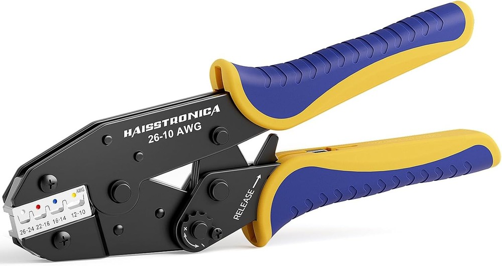 Ratchet Wire Terminal Crimper Tool for Heat Shrink Connectors AWG 26-10, HS-8327