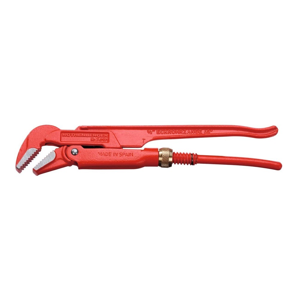 Corner Pipe Wrench 45 Deg 1.5 Inch Chrome Vanadium Steel Rothenberger 70133