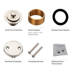 Brushed Nickel Tub Drain Lift &Turn Trim Set with Two-Hole