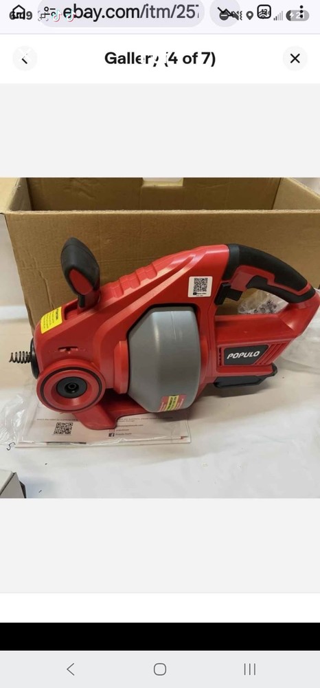 POPULO 20V Cordless Electric Drain Auger-Efficient 25Ft Auto-Feed Drain Snake wi