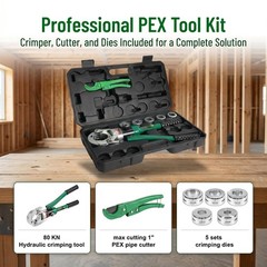 Growlush Pex Pipe Crimping Tool kit for 3/8,1/2,5/8,3/4,1-inch Copper Ring wi&hellip;