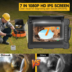 100Ft Sewer Camera with 7&Prime; HD Screen, DVR, Audio, IP68 Waterproof, 32GB Card