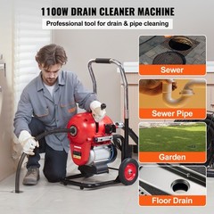 VEVOR Drain Cleaner Machine 120FT x 6/5&Prime; 1100W Sectional Snake Auger Manual Feed