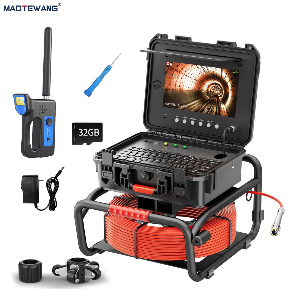 50m Pipe Inspection Camera 512hz Locator Self-leveling Sewer Camera 10&rdquo; Monitor