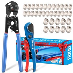 OURU 2 IN 1 Ratchet Pex Crimping Tool Cinch and Remove Combo Blue & Red