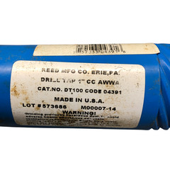 Reed 1&Prime;-12 Drill Tap HSS USA CAT: DT100 CODE: 04391 CC AWWA 1&Prime; WATER PIPE TAP