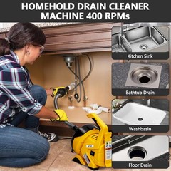 30FT x 3/10-In Auto-Feed Electric Drain Auger with Foot Pedal, Pipe Cleaning &hellip;