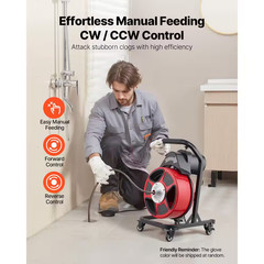 Drain Cleaner Machine 50 FT. X 1/2 In., with Air-Activated Foot, Switch Manual F