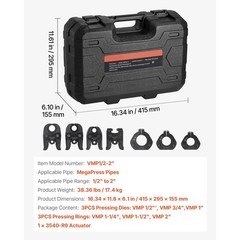 7 &ndash; Piece Pressing Kit 1/ 2 to 2 Inch with Jaws, Rings, Actuator and Case