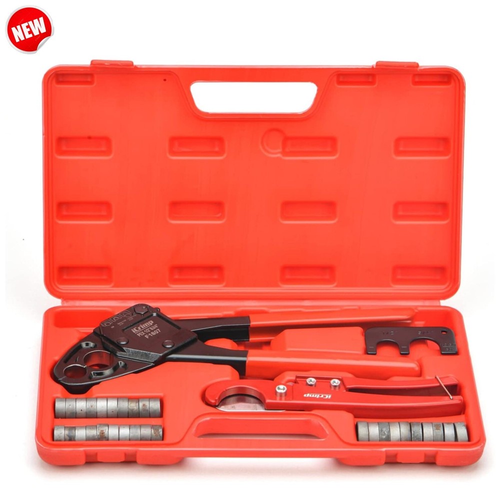 Angle PEX Crimping Tool w/ Pipe Cutter for 1/2&Prime; & 3/4&Prime; PEX Crimp Copper Rings