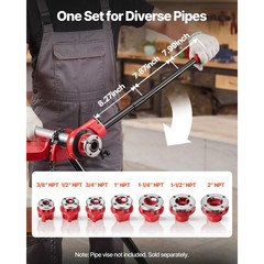Uimoso Ratchet Pipe Threader Kit with 7 Dies, 3/8&Prime; NPT to 2&Prime; NPT
