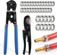 2 IN 1 Ratchet PEX Crimping Tool Kit Cinch & Remove Dual Function Suitable 3/8&Prime;