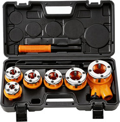 Ratchet Pipe Threader Kit W/ 6 NPT Dies (1/4&Prime;, 3/8&Prime;, 1/2&Prime;, 3/4&Prime;, 1&Prime;, 1-1/4&Prime;), He