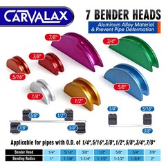 CARVALAX 90&deg; Ratcheting Tube Bender Kit &ndash; 7 Color-Coded Aluminum Heads1/4&Prime;to7/8&Prime;