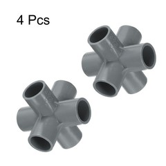 4pcs Tee PVC Fitting 1/2&Prime; 6 Ways Connector Build Grade Pipe Coupling Grey