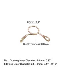 Fuel Line Hose Clips, 20pcs 5mm 65Mn Steel Tubing Spring Clamps
