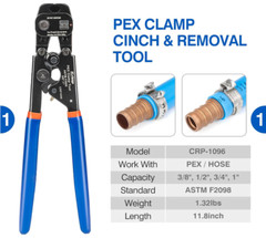 PEX Clamp Tool Kit for 3/8&Prime; 1/2&Prime; 3/4&Prime; 1&Prime;, PEX Clamp Cinch Removal Tubing Cutter