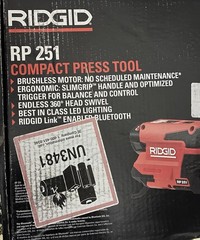 Ridgid RP 251 Press Tool Battery Kit (No Jaws) 2 Batteries Charger Case 78178