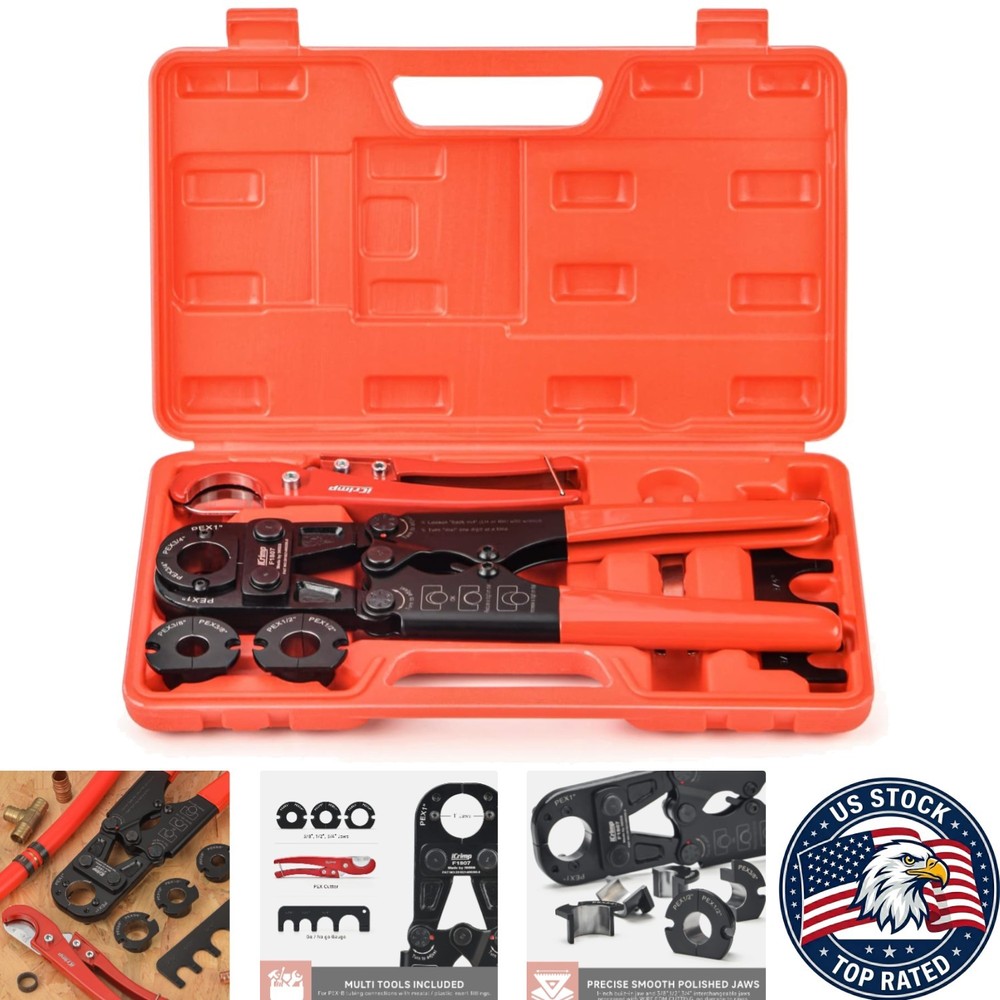 All-in-One PEX Pipe Crimping Tool for 3/8 to 1-Inch &ndash; Includes Cutter & Gauge