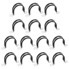 14Pcs 60mm(2-3/8&Prime;) Stainless Steel Rubber 2 Hole U-Tube Strap Clamp, Black