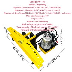 110V Industrial Split-type Pipe Bender Steel Pipe Round pipe Bender W/10Dies