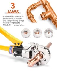 Copper PEX Press Crimping Tool Kit 1/2 3/4 1-In 360-Deg W/ Sleeves Pipe Cutter
