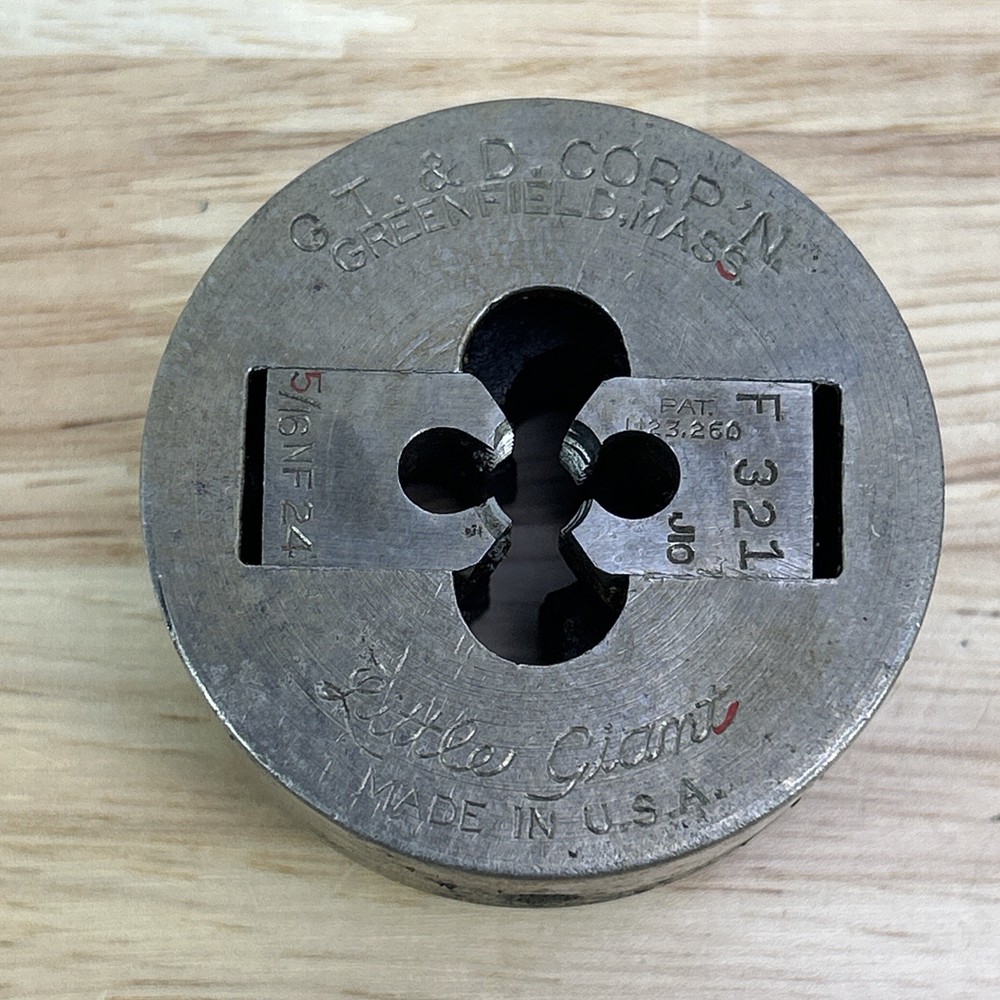 GTD Greenfield Die Little Giant 5/16&Prime; NF 24 Insert Die Collet OD 2&rdquo; USA Made