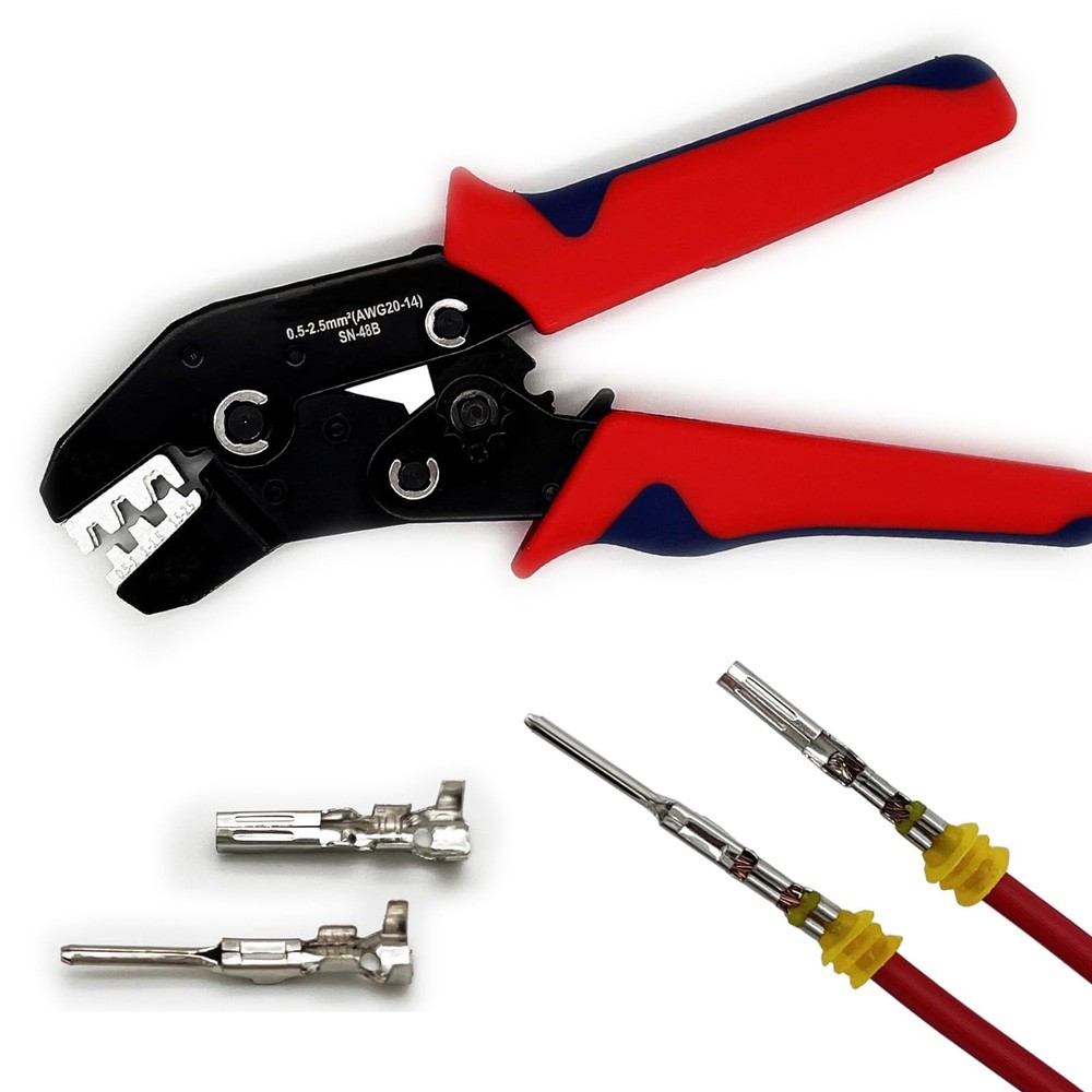 Crimping Tool with Ratchet, Ratcheting Wire Crimper Tool for Open 20-14 AWG