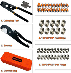 PEX Pipe Clamp Tool Set with Cutter and Stainless Steel Clamps