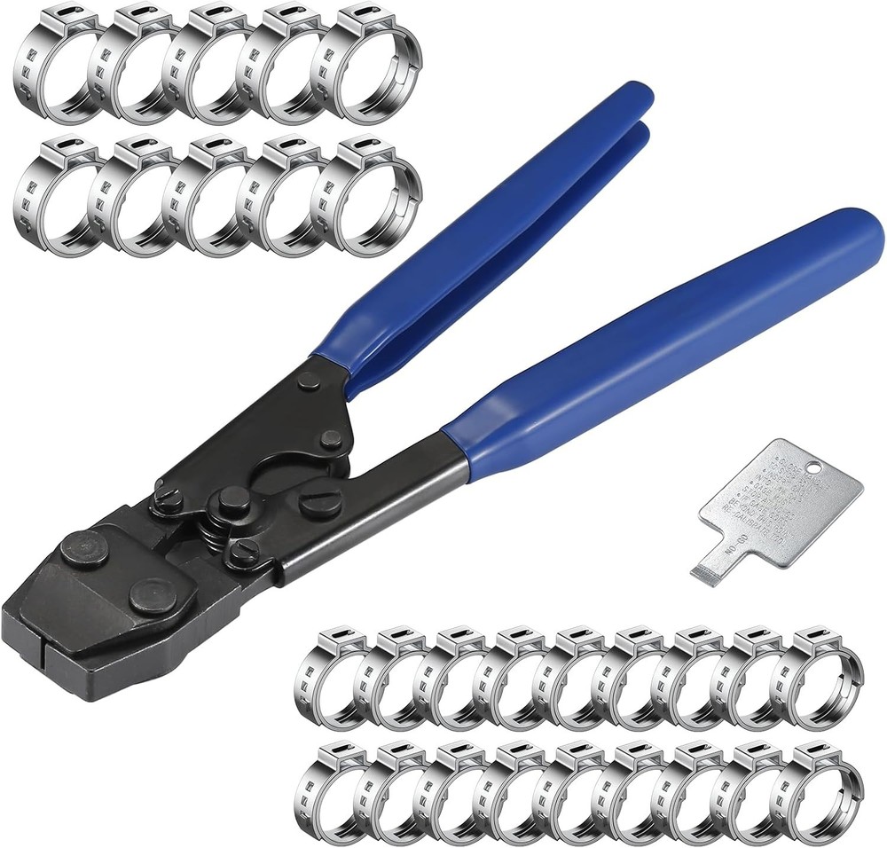 PEX Cinch Clamp Tool Kit w/ Stainless Steel Clamp Rings 20 -1/2&Prime; & 10 &ndash; 3/4&Prime;)