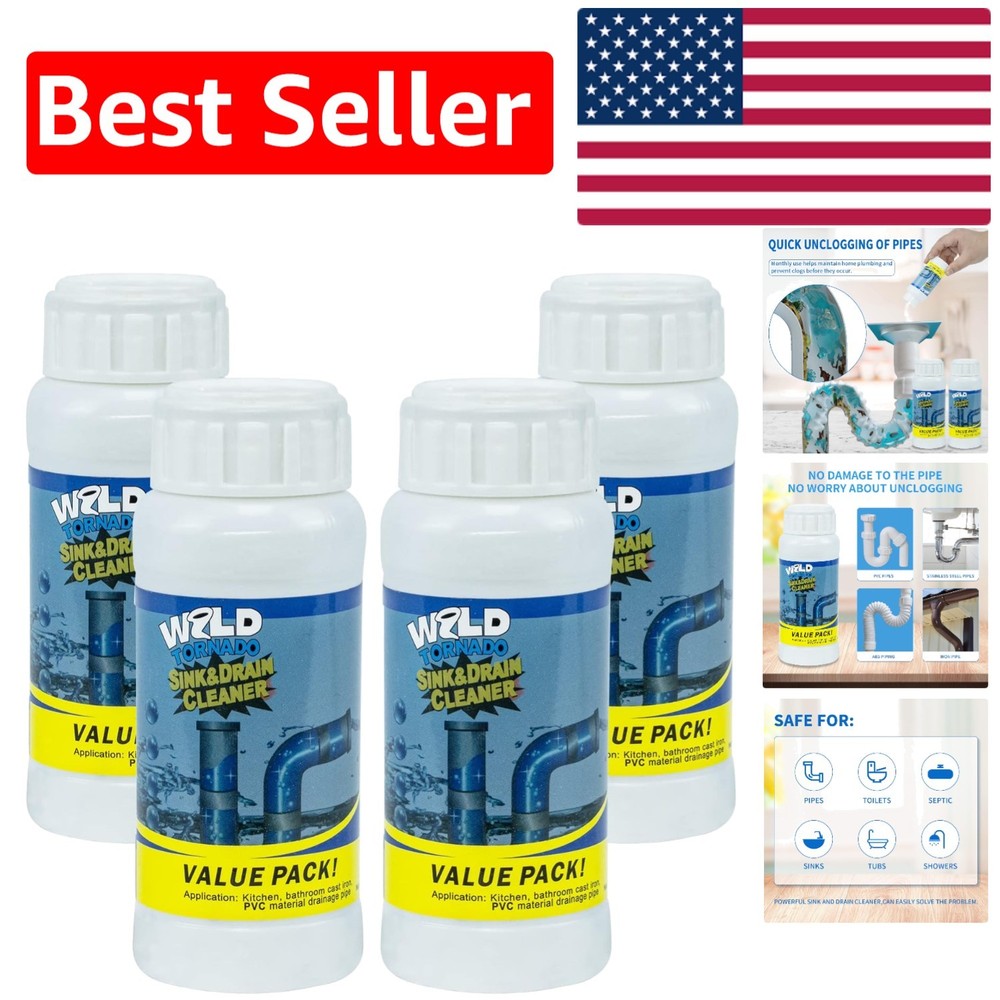 4-Piece Wild Tornado Powerful Drain Cleaner Powder for Quick Pipe Unclogging