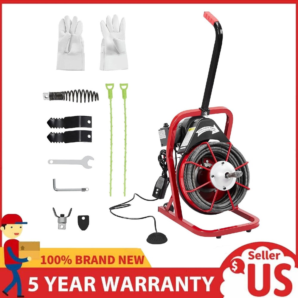 Drain Cleaner Machine ,75 FT 3/8 Inch Electric Drain Auger Snake Plumbing Tool