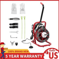 Drain Cleaner Machine 75FT x 3/8 Inch Portable Electric Sewer Snake Auger Clean