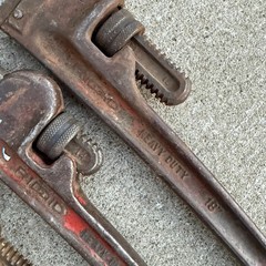Ridgid Lot (3) Vintage Drop Forged Pipe Wrenches USA Ridge Tool Co 10&rdquo;, 14&rdquo;, 18&rdquo;