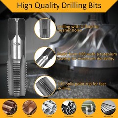 6 Piece NPT Thread Forming Taps, Pipe Taps Set, High-Speed Steel 6