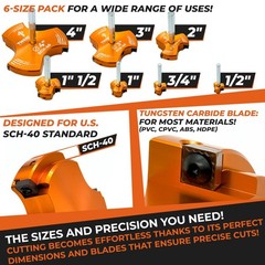PVC Pipe Reamer Tool Set &ndash; 7 Sizes with Tungsten Carbide Blades & Guide &ndash; Plumbi