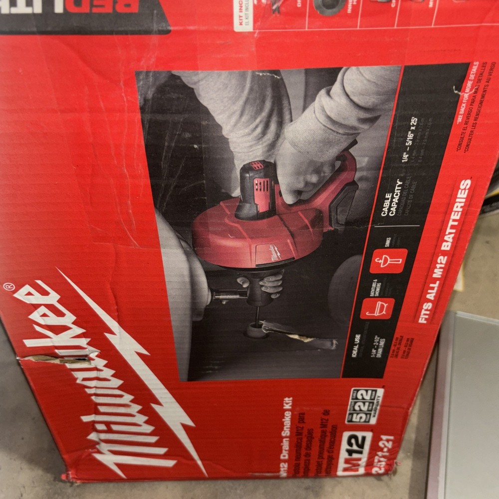 Milwaukee M12 Cordless Lithium-Ion Drain Snake Kit with Bucket 2571-21
