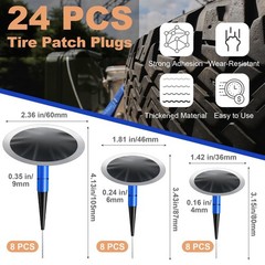 Tire Repair Patch Kit 24Pcs, Plugs, Roller, Buffing Wheel, Drill Bits
