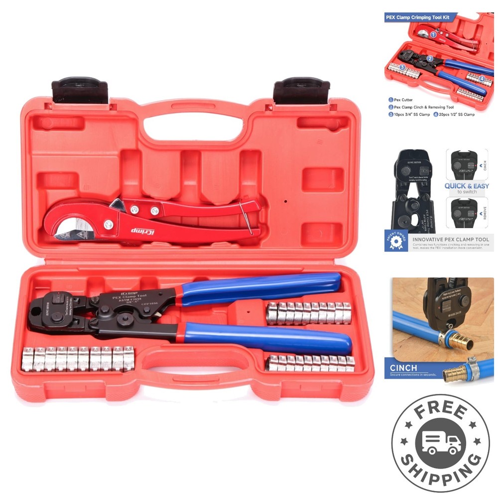 Heavy-Duty PEX Tool Set with Clamps and Pipe Cutter &ndash; Ideal for DIY and Plumbing