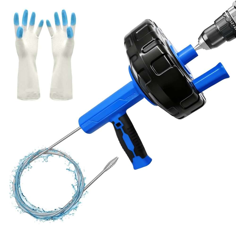 25Ft Snake Drain Hair Removal Tool Drill Powered and Manual Drain Cleaner Tool