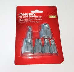 Husky 6 Piece Pipe Nipple Extractor Set 1/8&rdquo;-3/4 inch Pipe & 1/2&Prime; Shower Arm