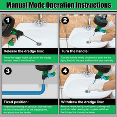 50 Ft Drain Snake, Fast Unclog Snake, Manual & Electric Plumbing Snaker for Show