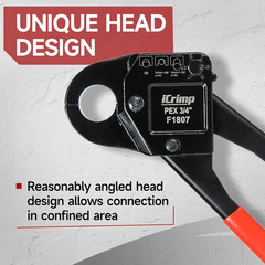 Icrimp Angle Head F1807 PEX Pipe Crimping Tool for Copper Rings &ndash; 3/4-Inch Angle