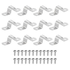 12Pcs 14mm(9/16&Prime;) Two Hole Rigid Pipe Strap with Screws, Silver