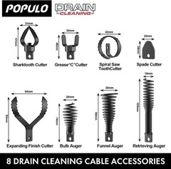 Durable 8-Piece Drain Snake Cutter Kit: Rust-Resistant and High-Performance