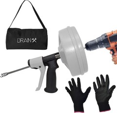 50m Drain Auger Manual or Drill Powered Plumbing Snake with Gloves Bag Included