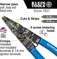 Klein Tools 1010 8-Inch Multi-Purpose Electrician Tool, Wire Crimper, Made in US