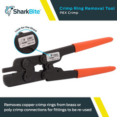 PEX Crimp Ring Removal Tool, 1/2, 3/4 and 1 Inch Copper Crimp Rings, Orange Hand